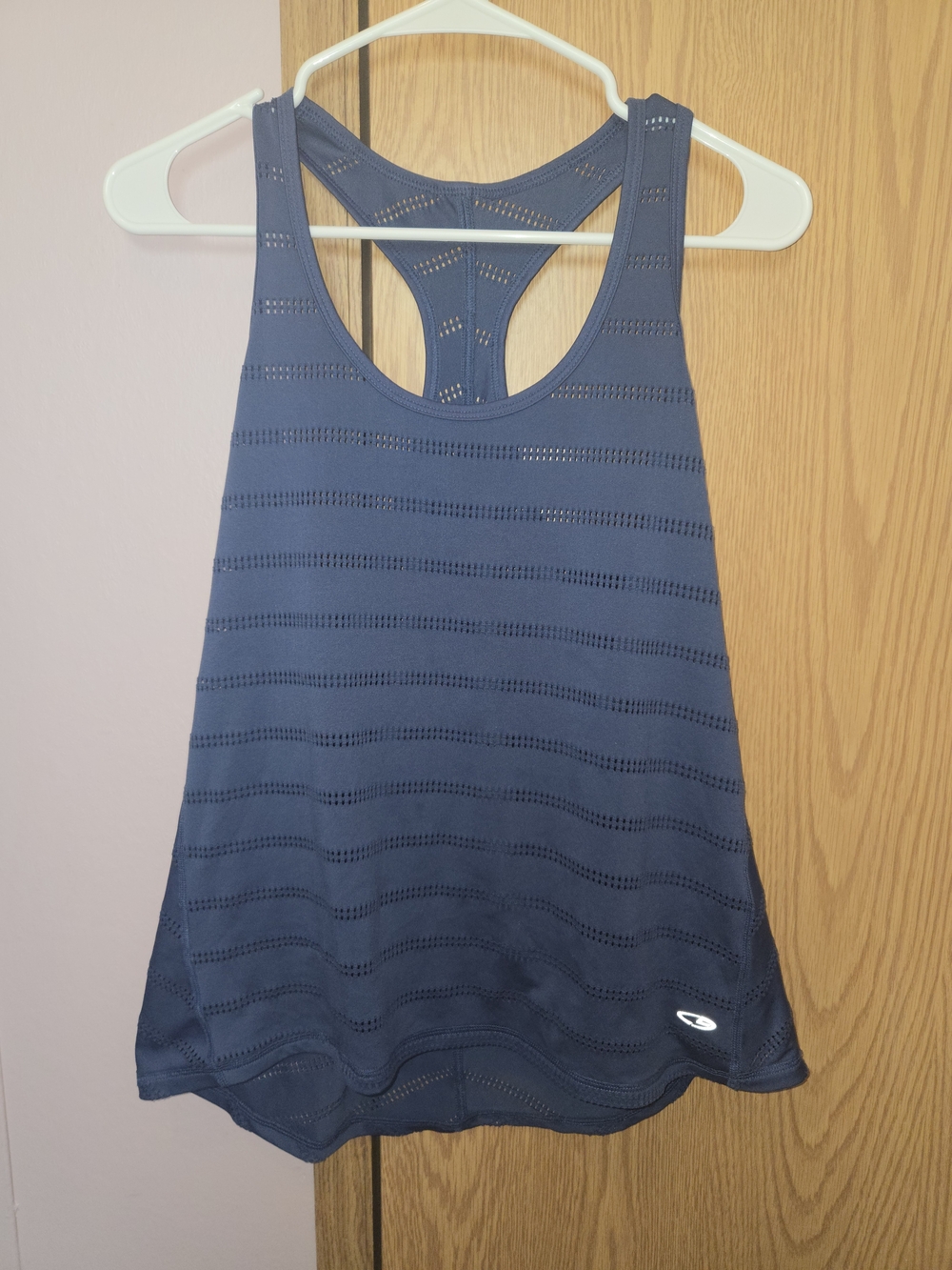 Women’s Navy Racerback Tank Top with Eyelet Stripes